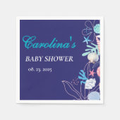 海の赤ちゃんシャワーの下の紫色の小さな真珠 スタンダードカクテルナプキン (正面)