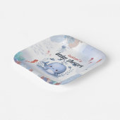 海の赤ちゃんシャワーの下の青いクジラ ペーパープレート (傾斜あり)