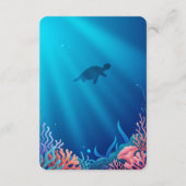 海の赤ちゃんシャワーの下の青い人魚 エンクロージャーカード (裏面)