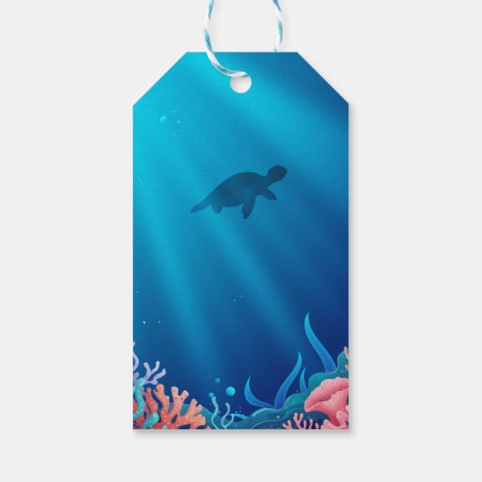 海の赤ちゃんシャワーの下の青い人魚 ギフトタグ (裏面)