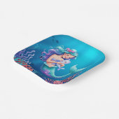 海の赤ちゃんシャワーの下の青い人魚 ペーパープレート (傾斜あり)