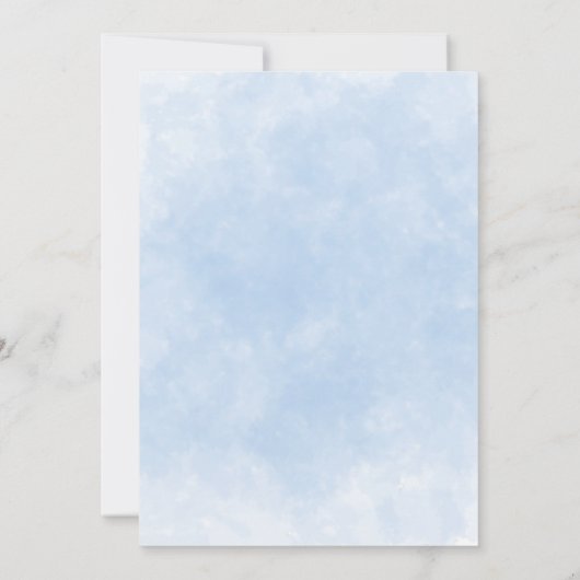 海の赤ちゃんシャワーの下の青い水色 サンキューカード (裏面)