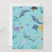 海の赤ちゃんシャワーの下の青い水色 招待状 (裏面)
