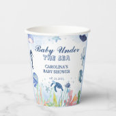 海の赤ちゃんシャワーの下の青い水色 紙コップ (正面)