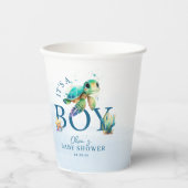 海の赤ちゃんシャワーの下の青い水色 紙コップ (正面)