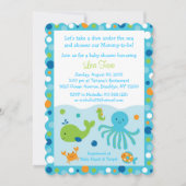 海の赤ちゃんシャワーの下の青 招待状 (正面)