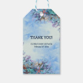 海の赤ちゃんシャワーの下疑問に思の水色 ギフトタグ (正面)