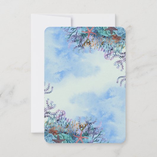 海の赤ちゃんシャワーの下疑問に思の水色 サンキューカード (裏面)