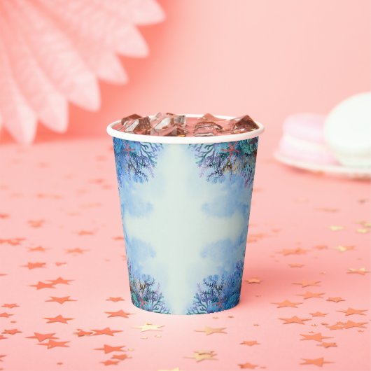 海の赤ちゃんシャワーの下疑問に思の水色 紙コップ (インサイチュ)