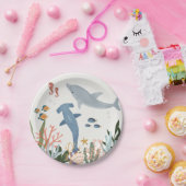 海の赤ちゃんシャワーまたは誕生日テーブルの下で ペーパープレート (パーティー)