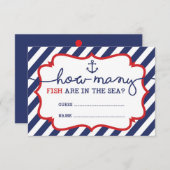 海の赤ちゃんシャワーゲームで魚の数 エンクロージャーカード (正面/裏面)