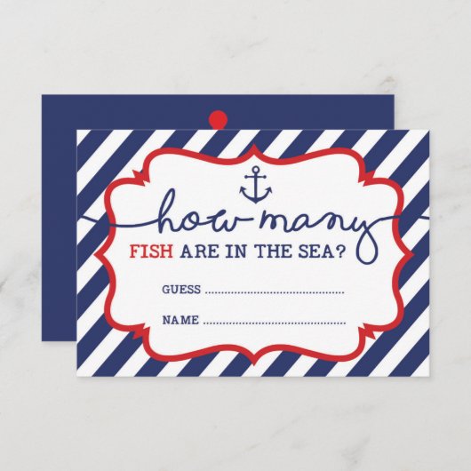 海の赤ちゃんシャワーゲームで魚の数 エンクロージャーカード (正面/裏面)