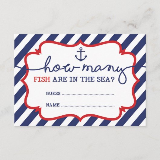 海の赤ちゃんシャワーゲームで魚の数 エンクロージャーカード (正面)