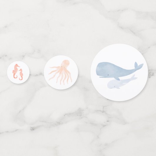 海の赤ちゃんシャワーテーブルの下の水色 コンフェッティ (裏面)