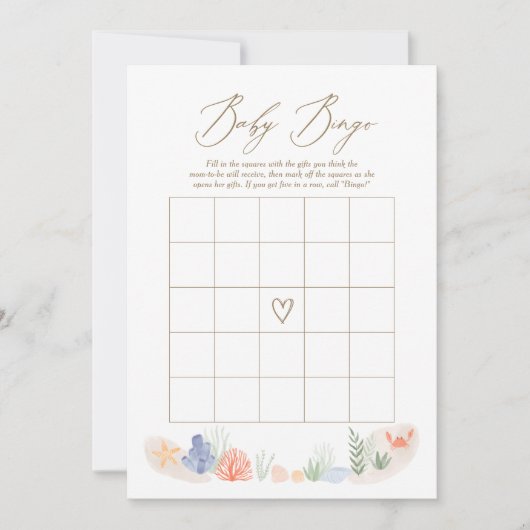 海の赤ちゃんシャワービンゴゲームの下 招待状 (正面)