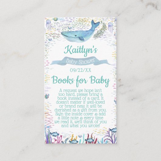 海の赤ちゃんシャワー予約のリクエストの下で エンクロージャーカード (正面)