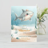海の赤ちゃんシャワー浴びてかわいいクジラ 招待状 (スタンド正面)