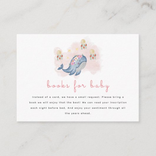 海の赤ちゃんシャワー用の甘い鯨フローラ本 エンクロージャーカード (正面)