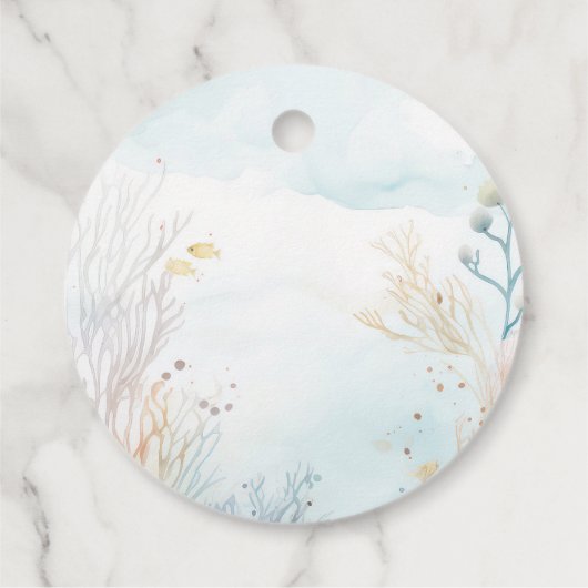 海の赤ちゃん感謝していのシャワーの下のO魚のおもしろい フェイバータグ (裏面)