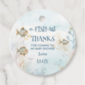 海の赤ちゃん感謝していのシャワーの下のO魚のおもしろい フェイバータグ (正面)