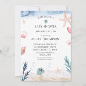 海の赤ちゃん男女兼用のシャワーの下で 招待状 (正面)