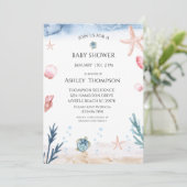 海の赤ちゃん男女兼用のシャワーの下で 招待状 (スタンド正面)