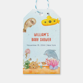 海の赤ちゃん航海ののシャワーの下で ギフトタグ