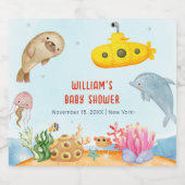 海の赤ちゃん航海ののシャワーの下で スパークリングワインラベル (シングルラベル)