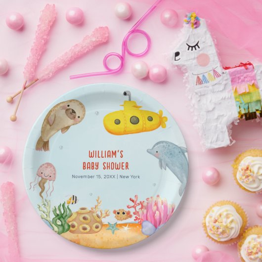 海の赤ちゃん航海ののシャワーの下で ペーパープレート (パーティー)