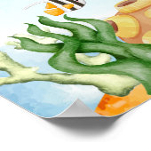 海の赤ちゃん航海ののシャワーの下で ポスター (角)