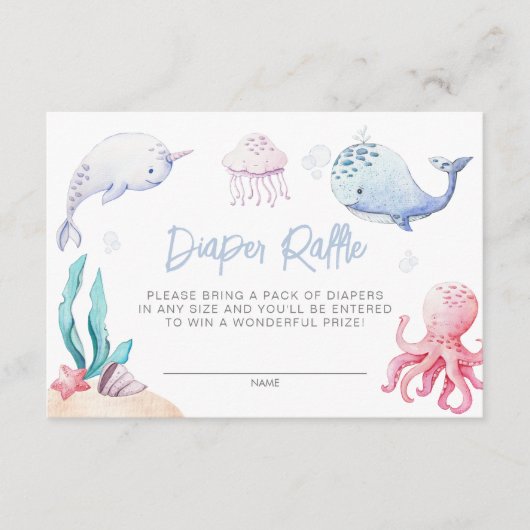 海の赤ちゃん航海のシャワーおむつラッフルの下 エンクロージャーカード (正面)