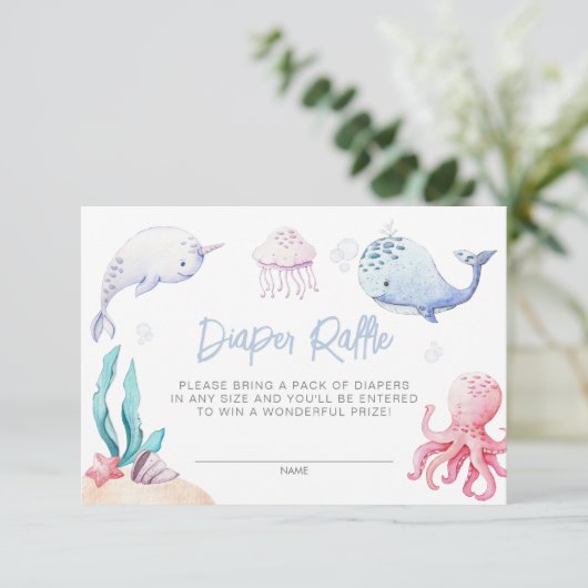 海の赤ちゃん航海のシャワーおむつラッフルの下 エンクロージャーカード (スタンド正面)