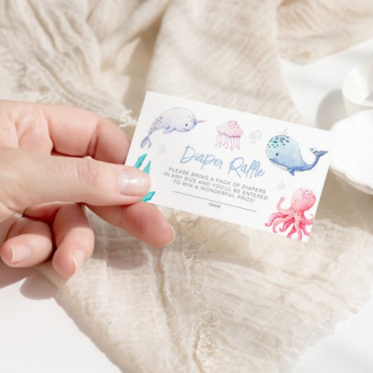 海の赤ちゃん航海のシャワーおむつラッフルの下 エンクロージャーカード