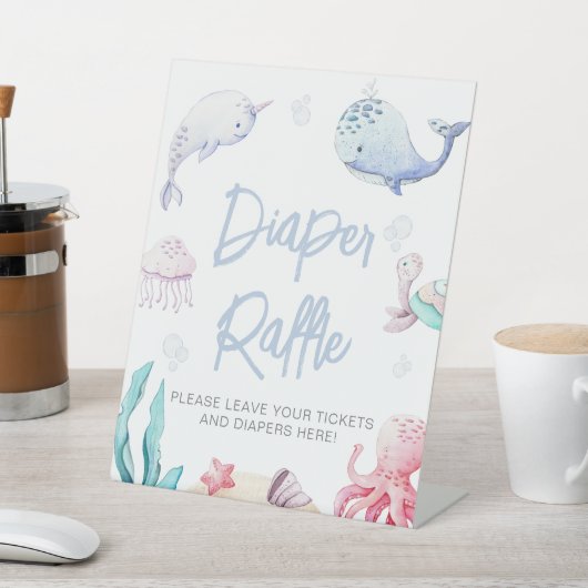 海の赤ちゃん航海のシャワーおむつラッフルの下 台座サイン (インサイチュ)