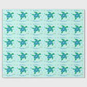 海の赤ん坊のシャワーのパーソナライズされた下の亀 ラッピングペーパー (フラット)