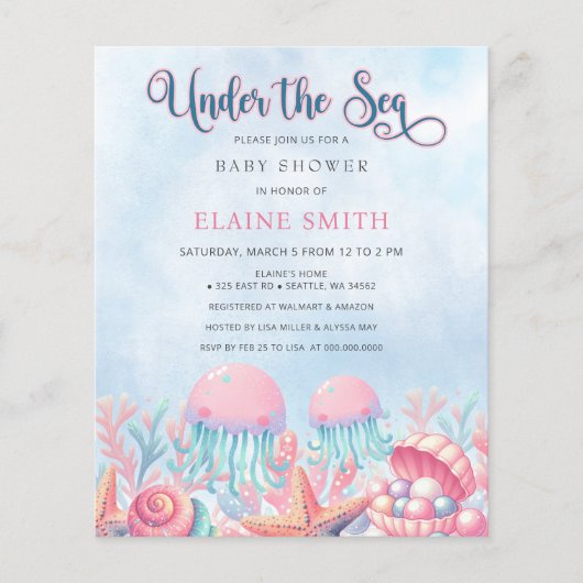 海の赤ん坊のシャワーの下でサンゴを予算にする (正面)