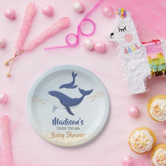 海の赤ん坊のシャワーの下で鯨 ペーパープレート (パーティー)