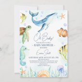 海の赤ん坊のシャワーの下で鯨 招待状 (正面)