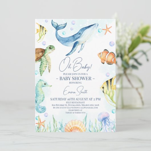 海の赤ん坊のシャワーの下で鯨 招待状 (スタンド正面)