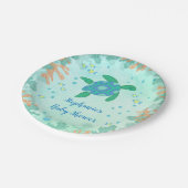 海の赤ん坊のシャワーの下のカメ ペーパープレート (アングル)