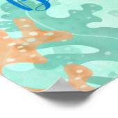 海の赤ん坊のシャワーの下のカメ ポスター (角)