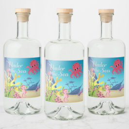 海の赤ん坊のシャワーの下の残骸 リキュールボトルラベル