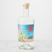 海の赤ん坊のシャワーの下の残骸 リキュールボトルラベル (正面)