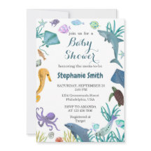 海の赤モダンちゃんシャワーの下の水色