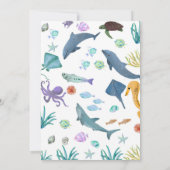 海の赤モダンちゃんシャワーの下の水色 招待状 (裏面)