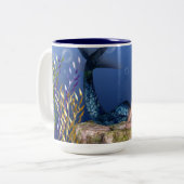 海の赤毛の人魚の茶またはコーヒー・マグの下 ツートーンマグカップ (正面左)