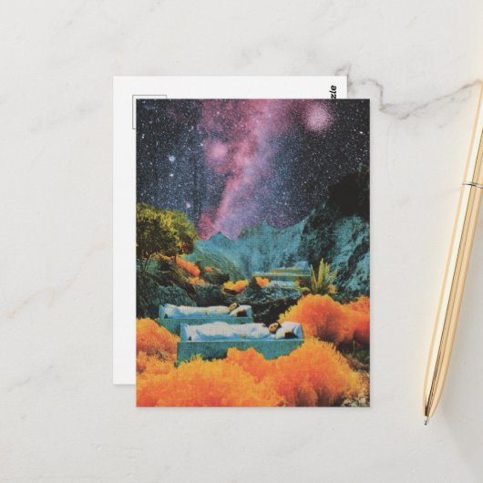 海の超現実的なミックスメディアで眠っている人々 ポストカード (正面/裏面インサイチュ)