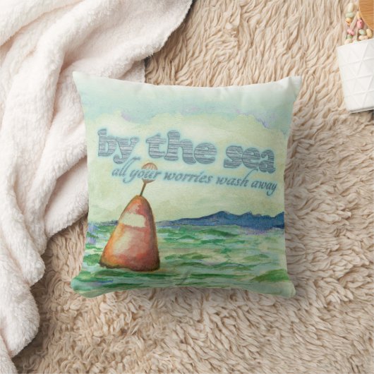 海の近くで悩みはすべて洗い流遠くにす クッション (ブランケット)