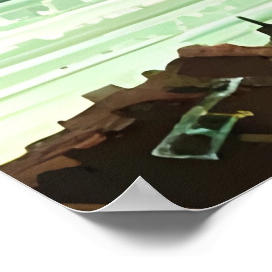 海の近くのアメリカの町、ピクセルアート | AI Art ポスター (角)