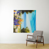 海の近くのカモミール畑に花を描く油絵 タペストリー (インサイチュ(横))